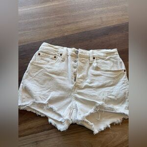 Levi's White High-Rise 501 Denim Shorts